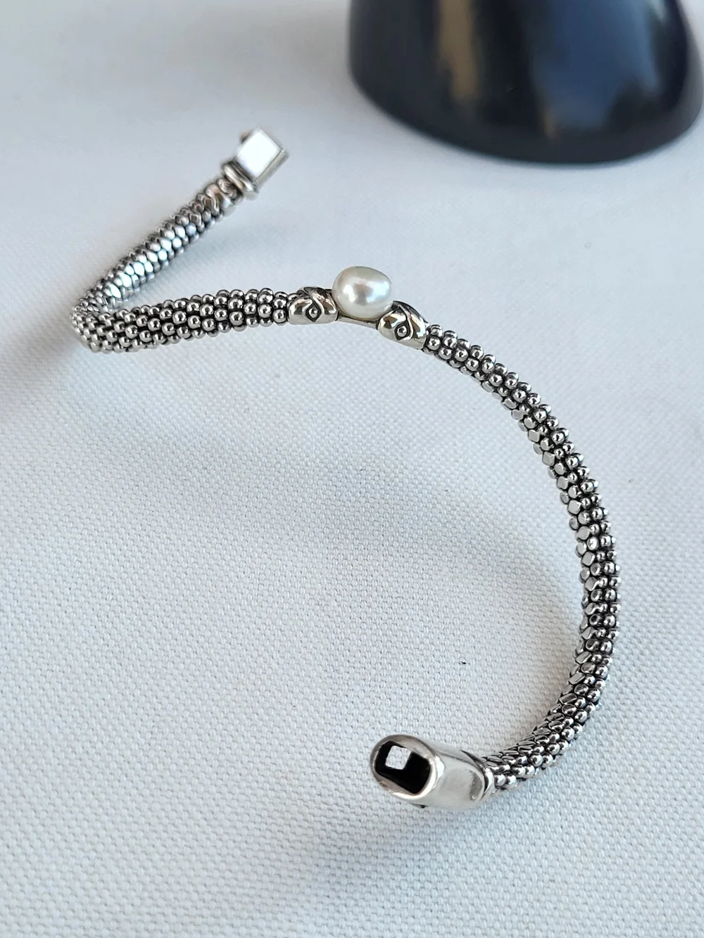 Lagos Luna Sterling Silver Pearl Caviar Bracelet - White Pearl.  #225b1